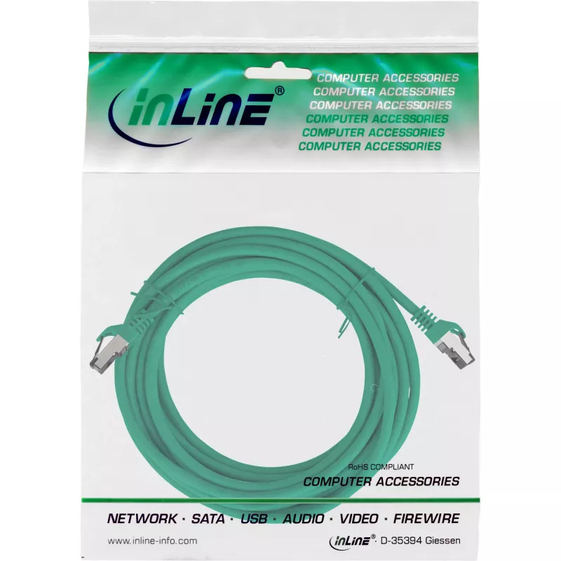 Cavo patch InLine, S/FTP (PiMf), Cat.8.1, 2000 MHz, senza alogeni, verde, 5 m