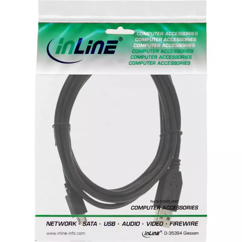 Cavo Micro USB 2.0 InLine, connettore maschio USB Type-A / connettore maschio Micro-B, nero, 5 m