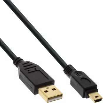 Cavo mini USB 2.0 InLine, connettore maschio Type-A / connettore maschio Mini-B (5 poli), nero/oro, 1 m