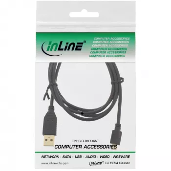 Cavo Micro-USB 2.0 InLine connettore maschio USB Type-A / connettore maschio Micro-B, nero, 1,5 m