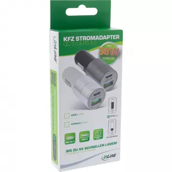 Caricabatterie USB da auto InLine alimentatore Quick Charge 3.0, bianco