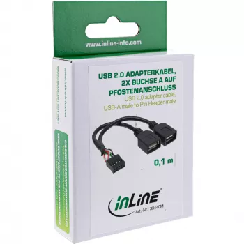 Cavo adattatore USB 2.0 InLine interno 2x connettore femmina USB Type-A / header scheda madre