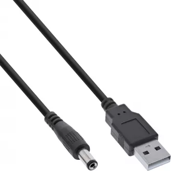 Cavo adattatore InLine, connettore maschio USB-A su connettore maschio DC 5,5x2,10 mm, nero, 1 m