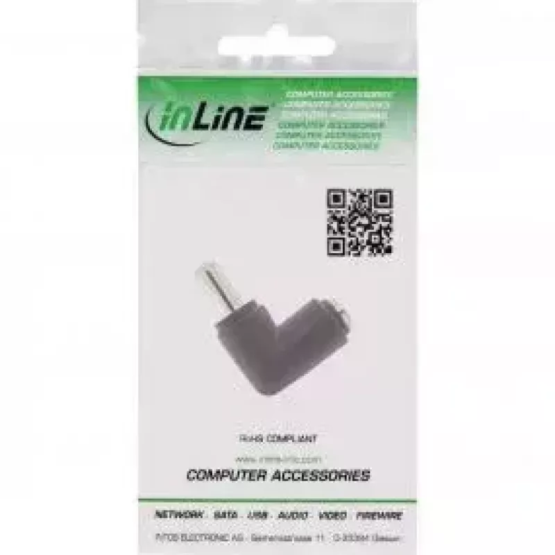 Adattatore DC InLine 5,5x2,1 mm connettore maschio/femmina DC angolare universale nero