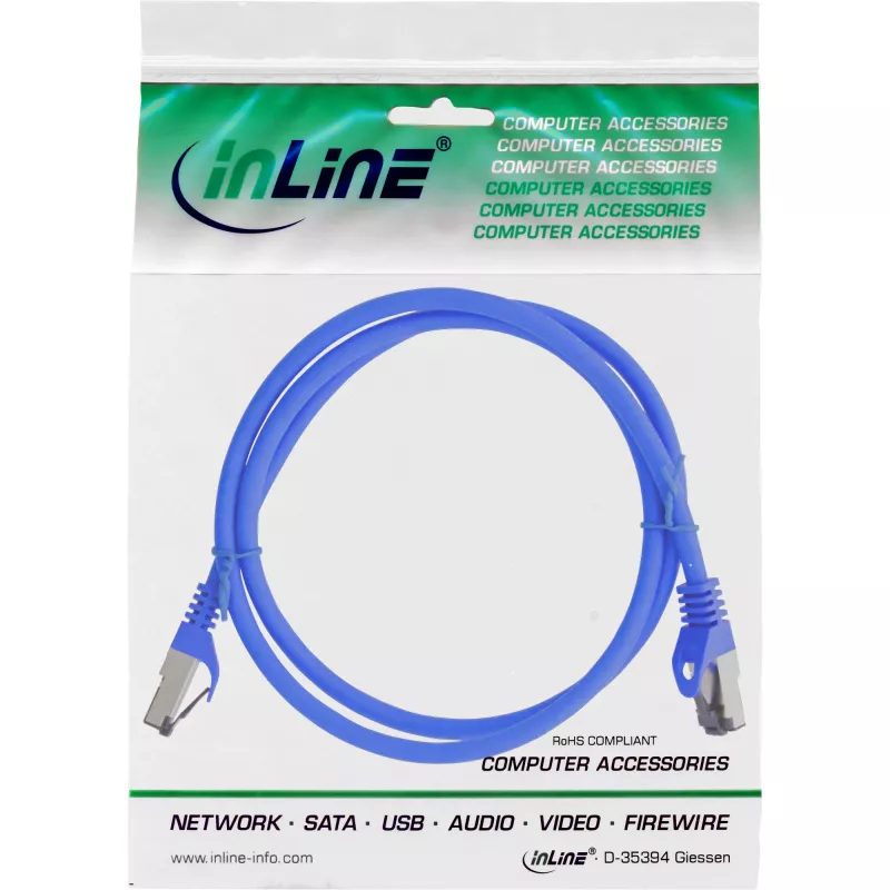InLine cavo patch S/FTP PiMF Cat.8.1 halogen-free 2000MHz blu, 0,5m