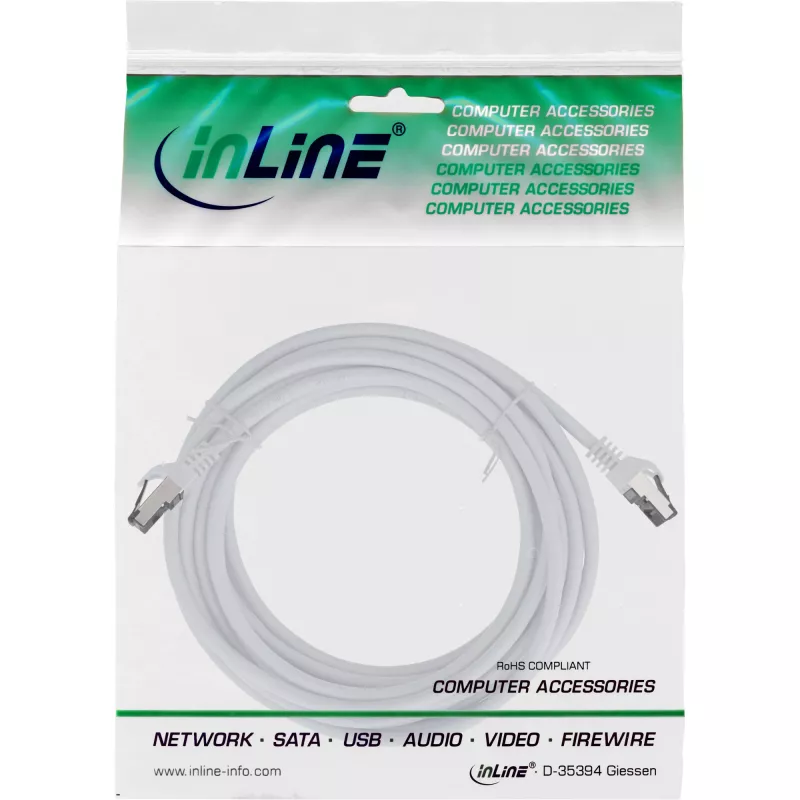 Cavo patch InLine, S/FTP (PiMf), Cat.8.1, 2000 MHz, senza alogeni, bianco, 10 m