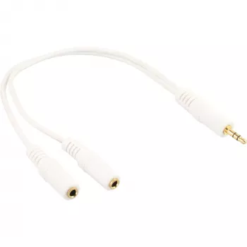 Cavo stereo a Y InLine jack 3,5 mm maschio su 2 x jack 3,5 mm femmina bianco/oro, 0,1 m