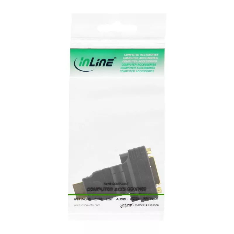 Adattatore InLine HDMI a DVI HDMI maschio / 24+1 femmina 180° angolato placcato oro