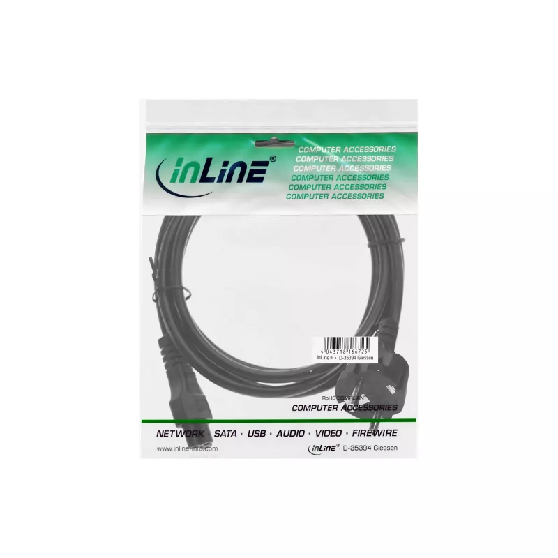 Cavo di alimentazione InLine tipo F tedesco / spina notebook 