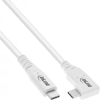 Cavo InLine USB4, USB-C, angolato su un lato, PD 240W, 8K60Hz, TPE, bianco, 2 m