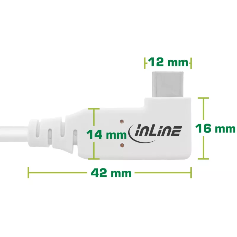 Cavo InLine USB4, USB-C, angolato su un lato, PD 240W, 8K60Hz, TPE, bianco, 2 m