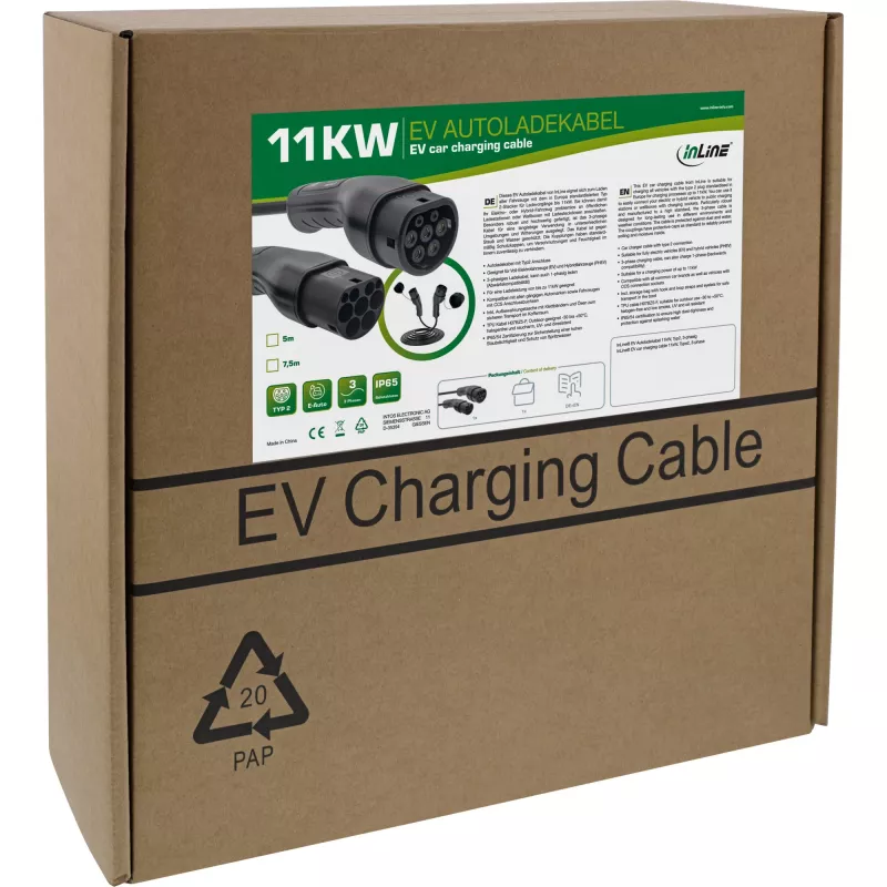 InLine Cavo di ricarica EV 11kW Tipo2, 3 fasi, 5m