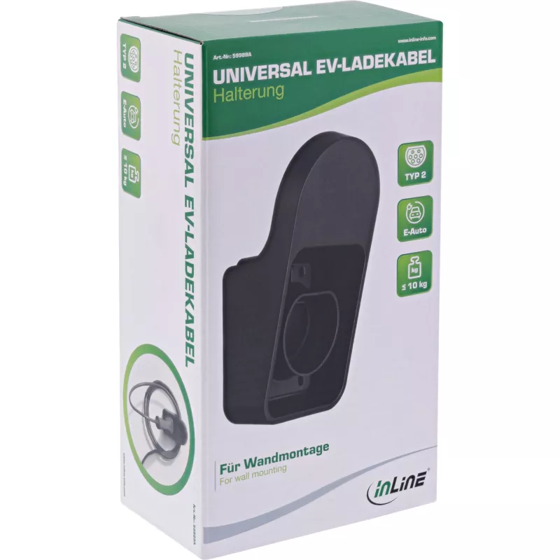 Supporto universale per cavo di ricarica EV InLine nero 117x95x213 mm