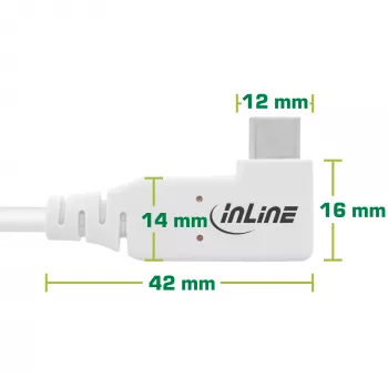 Cavo USB4 InLine, USB-C, angolato su un lato, PD 240W, 8K60Hz, TPE, bianco, 0,5 m