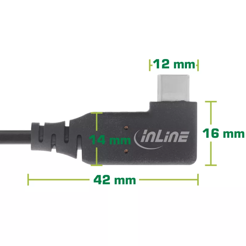 Cavo USB4 InLine, USB-C, angolato su un lato, PD 240W, 8K60Hz, TPE, nero, 1,5 m