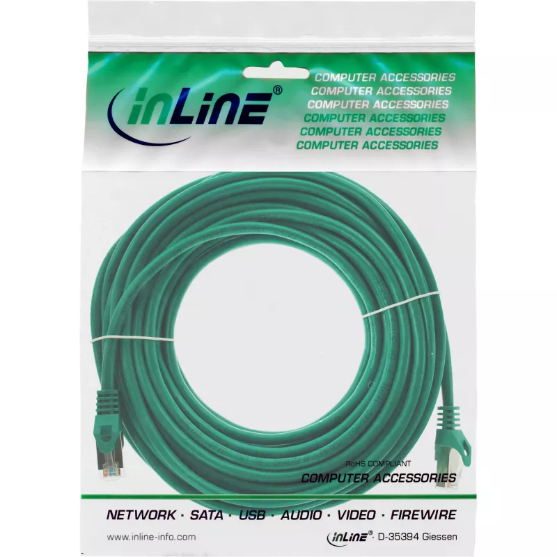 Cavo patch InLine SF/UTP Cat.5e verde 20 m