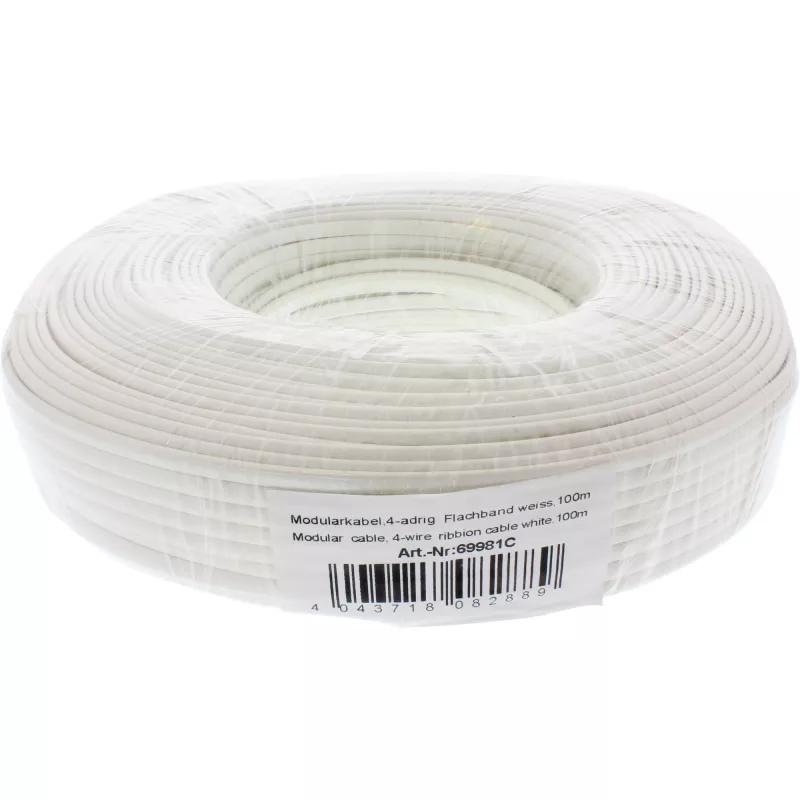 Cavo modulare InLine flat 4 conduttori bianco 100 m anello