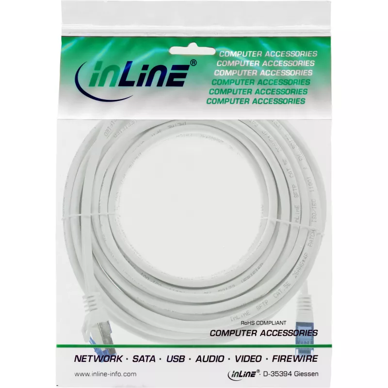 Cavo patch InLine, Cat.6A, S/FTP, TPE flessibile, bianco, 40 m