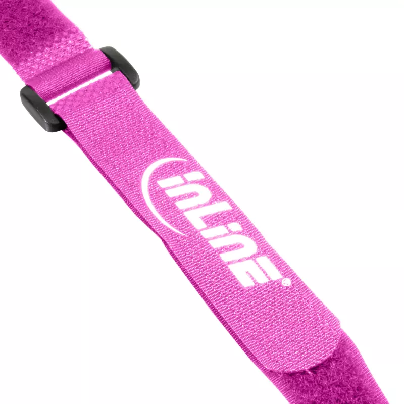 Fascette per cavi InLine con chiusura a velcro 20 x 200 mm, 10 pezzi, rosa