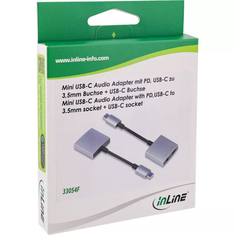 Cavo adattatore audio InLine USB-C, USB-C su jack 3,5 mm + PD 30 W