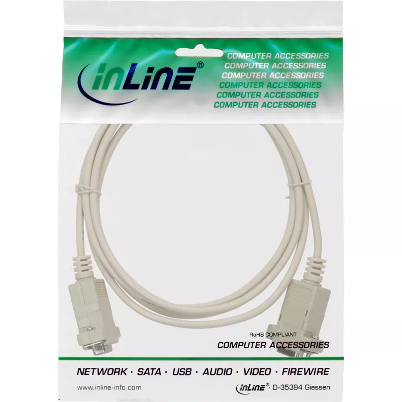 Cavo null modem InLine 9 poli femmina/femmina bloccato 2 m beige