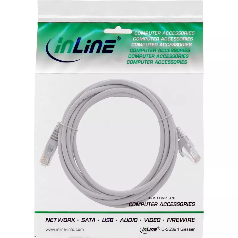 Cavo patch InLine U/UTP Cat.5e grigio 2 m