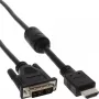 Cavo HDMI-DVI InLine 19 pin maschio / 18+1 maschio + nucleo in ferrite nero 5 m