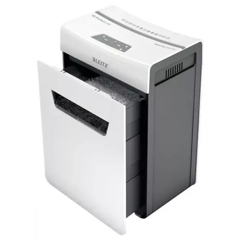 Distruggidocumenti LEITZ IQ Protect Premium 6M P5 – taglio micro, 18 L, controllo touch, 351×204×355 mm