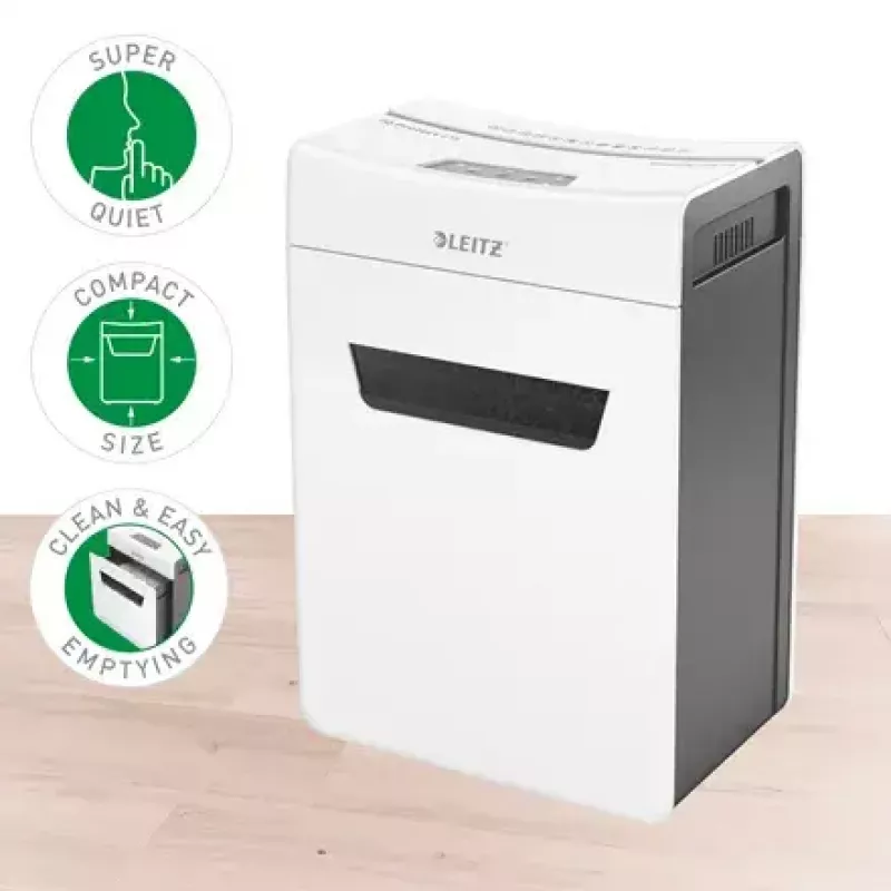 Distruggidocumenti LEITZ IQ Protect Premium 6M P5 – taglio micro, 18 L, controllo touch, 351×204×355 mm