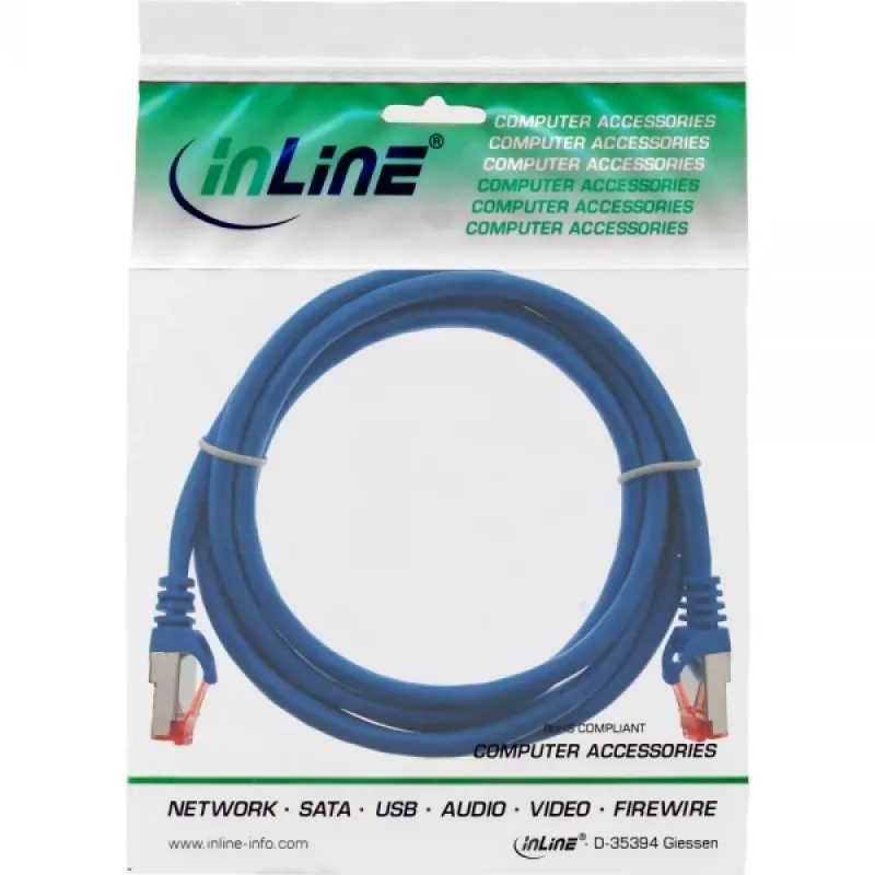 Cavo patch InLine S/FTP PiMF Cat.6 250MHz PVC CCA blu 0,25 m