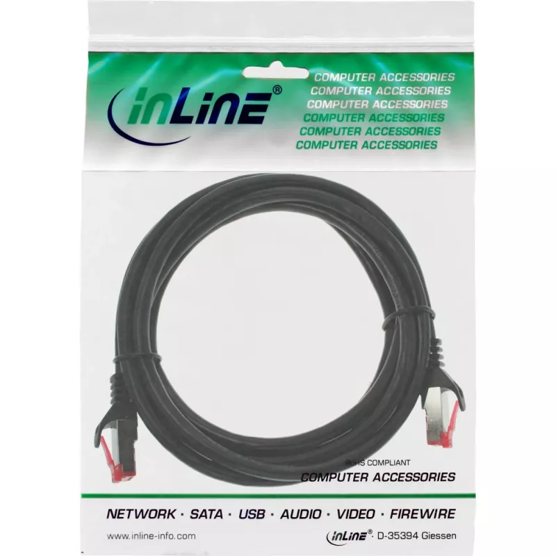 Cavo patch InLine S/FTP PiMF Cat.6 250MHz PVC CCA nero 0,3 m