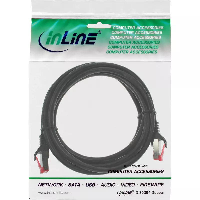 Cavo patch InLine S/FTP PiMF Cat.6 250MHz PVC CCA nero 0,5 m