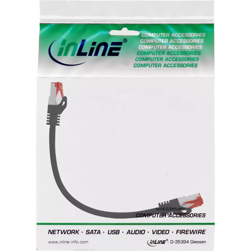 Cavo patch InLine S/FTP PiMF Cat.6 250MHz PVC CCA nero 0,25 m