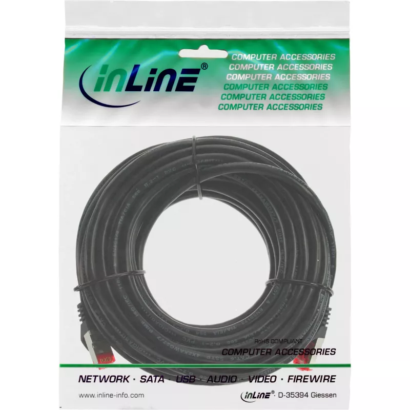 Cavo patch InLine S/FTP PiMF Cat.6 250MHz PVC CCA nero 7,5 m