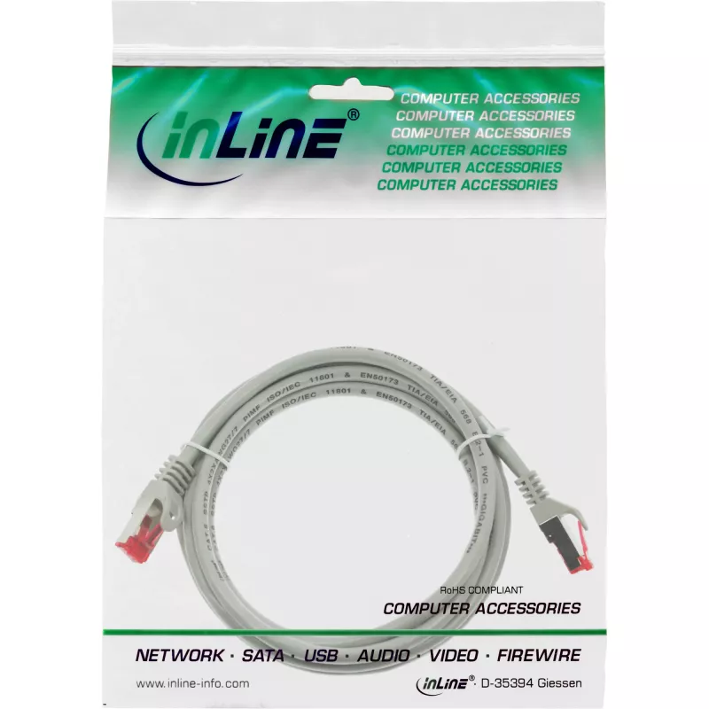 Cavo patch InLine S/FTP PiMF Cat.6 250MHz PVC CCA grigio 1,5m