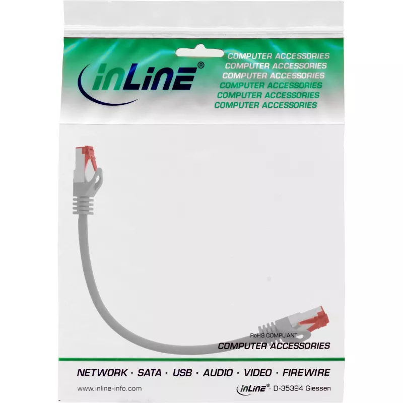 Cavo patch InLine S/FTP PiMF Cat.6 250MHz PVC CCA grigio 0,25m