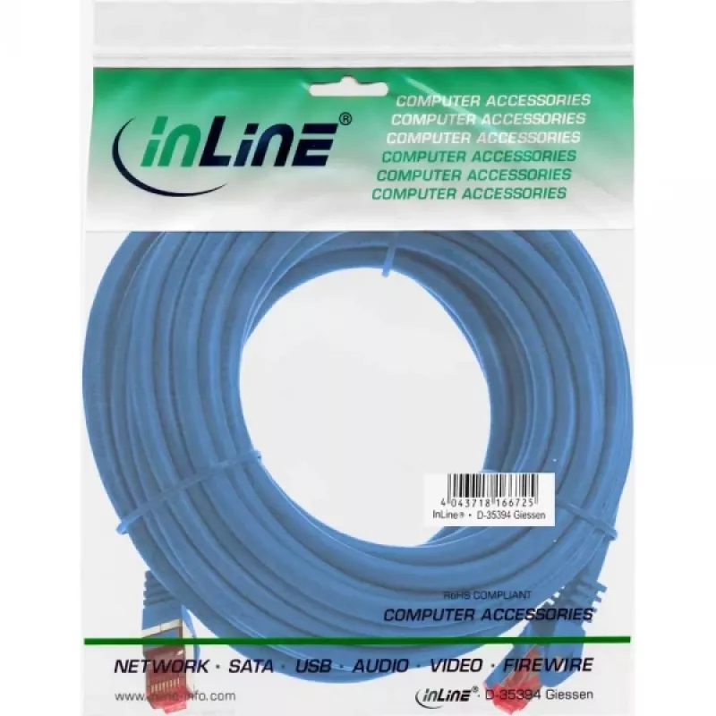 Cavo patch InLine S/FTP PiMF Cat.6 250MHz PVC CCA blu 10m