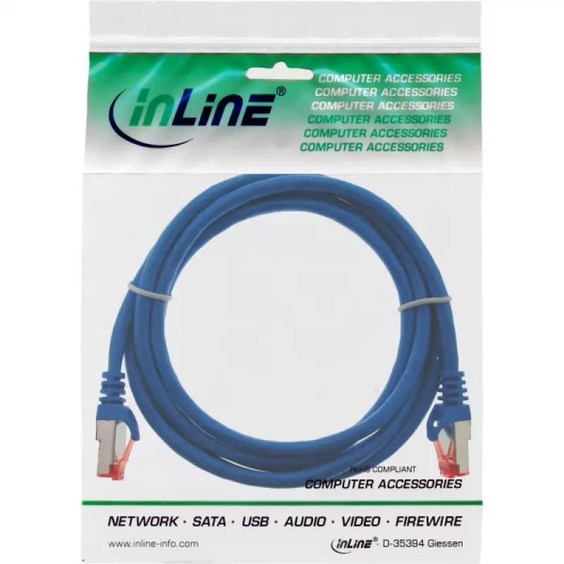 Cavo patch InLine S/FTP PiMF Cat.6 250MHz PVC CCA blu 3m