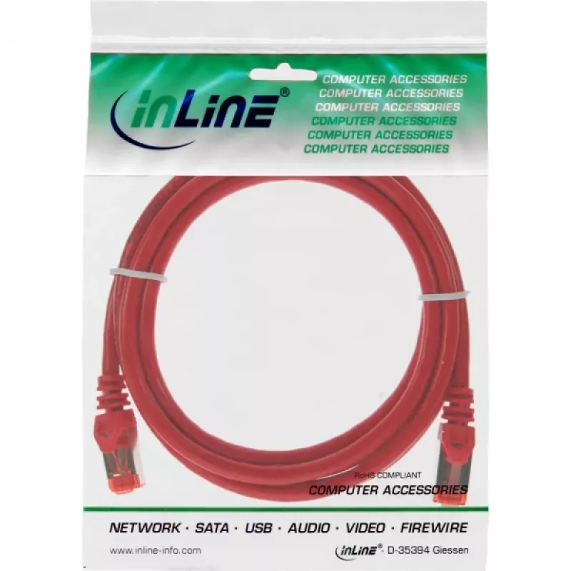 Cavo patch InLine S/FTP PiMF Cat.6 250MHz PVC CCA rosso 0,5m