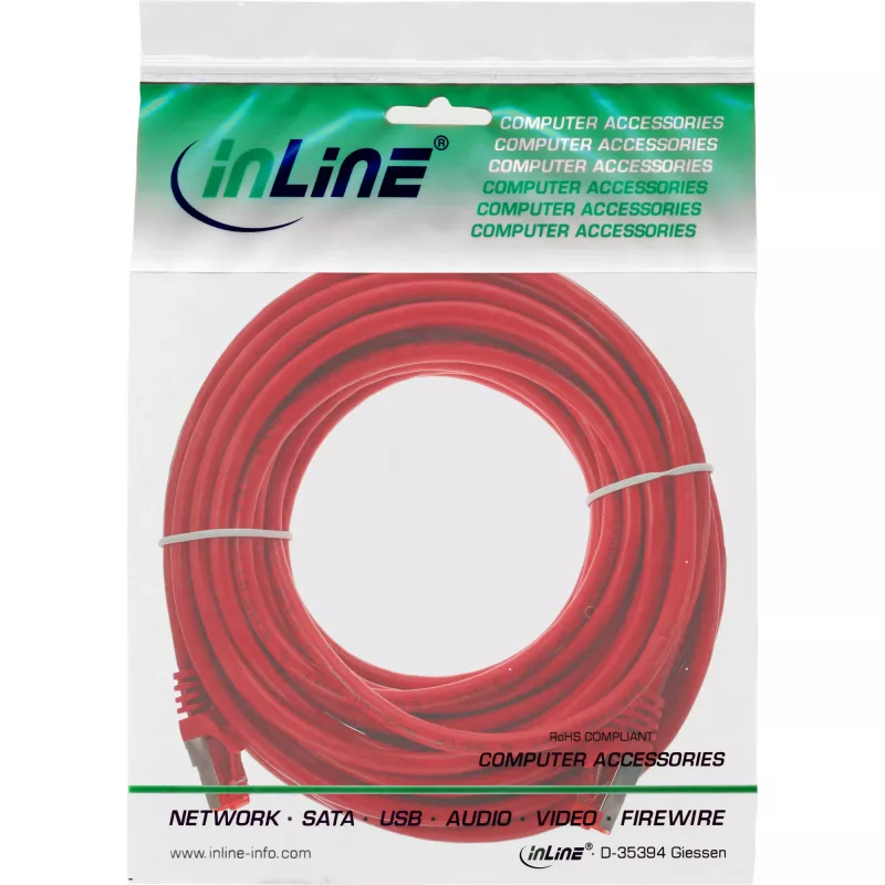 Cavo patch InLine S/FTP PiMF Cat.6 250MHz PVC CCA rosso 7,5m