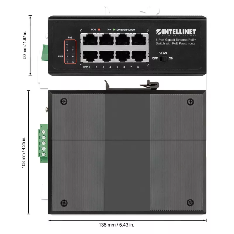 Switch industriale Intellinet 8 porte Gigabit Ethernet PoE+