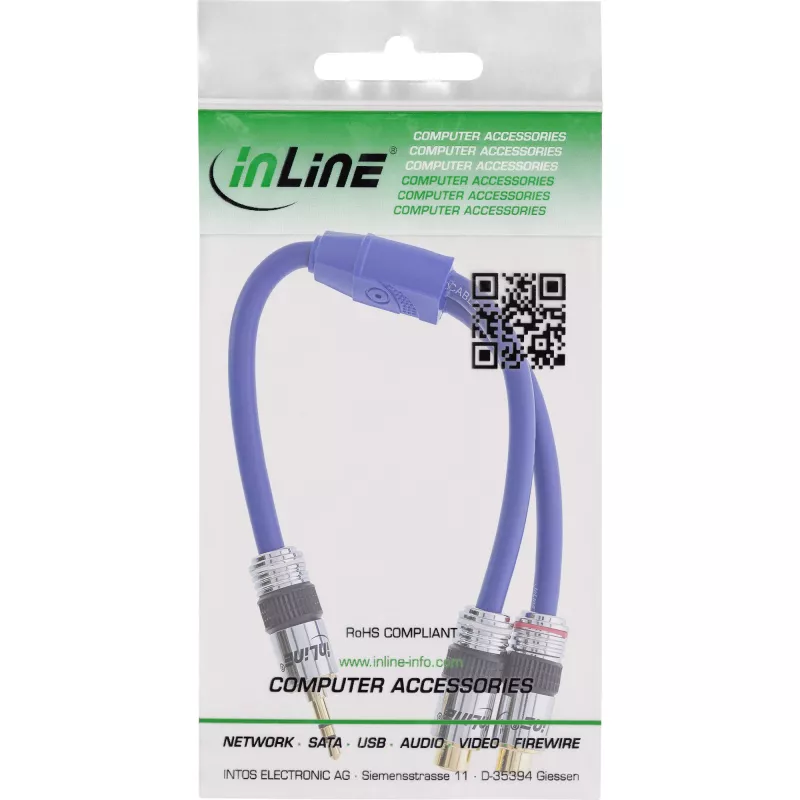 Cavo audio InLine Premium 2x RCA femmina / 3,5 mm maschio placcato oro 0,25 m