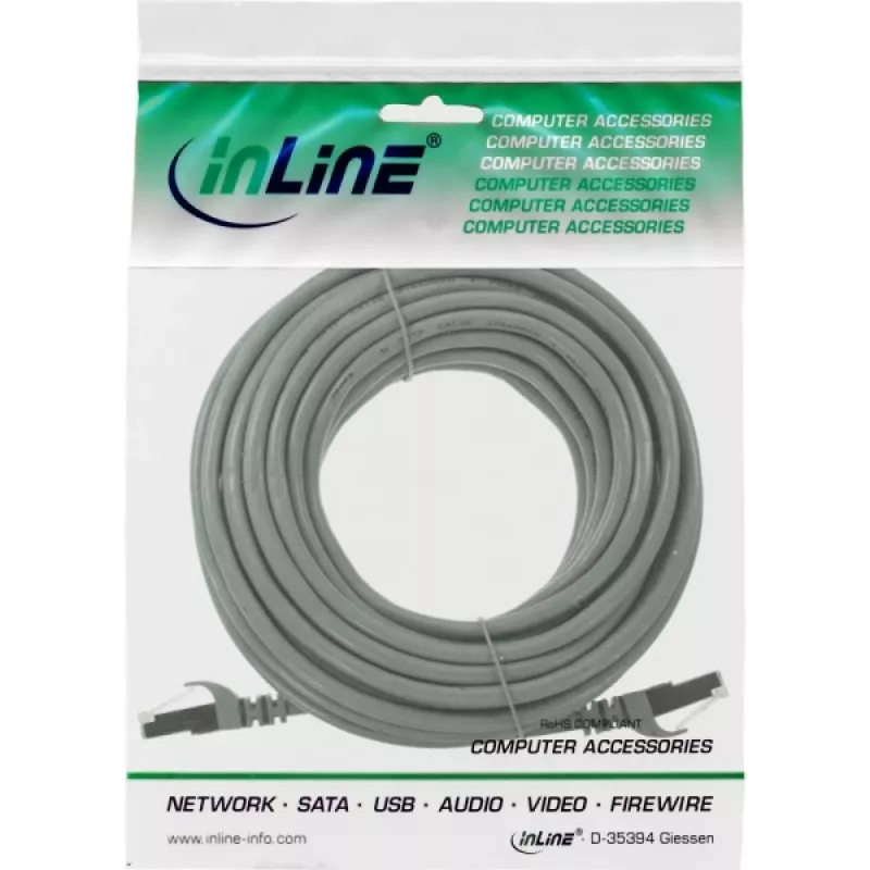 Cavo patch InLine U/UTP Cat.5e AWG26 grigio 10 m