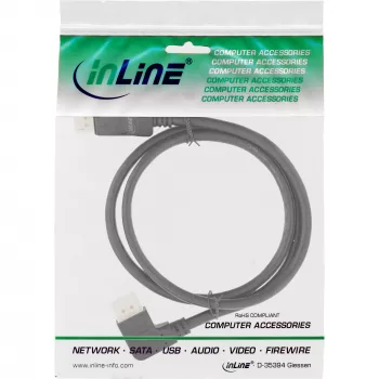 Cavo InLine DisplayPort 1.4, 8K4K, angolare a sinistra, nero/oro, 5 m