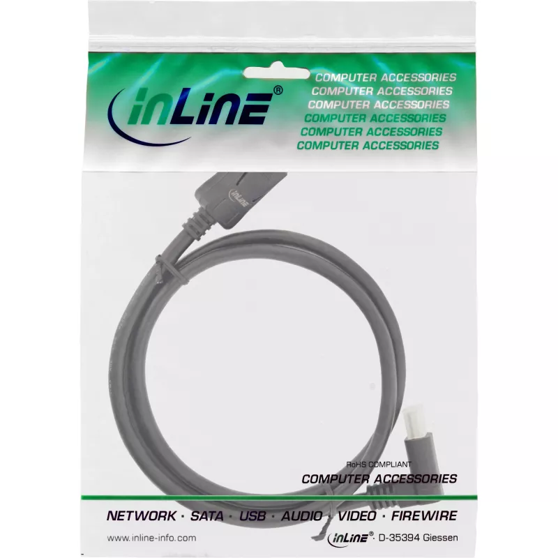 Cavo InLine DisplayPort 1.4, 8K4K, angolare, nero/oro, 5 m