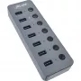 Hub InLine USB 3.2 Gen.1, 7 porte, con interruttore, alluminio, grigio, con alimentatore