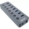 Hub InLine USB 3.2 Gen.1, 7 porte, con interruttore, alluminio, grigio, con alimentatore