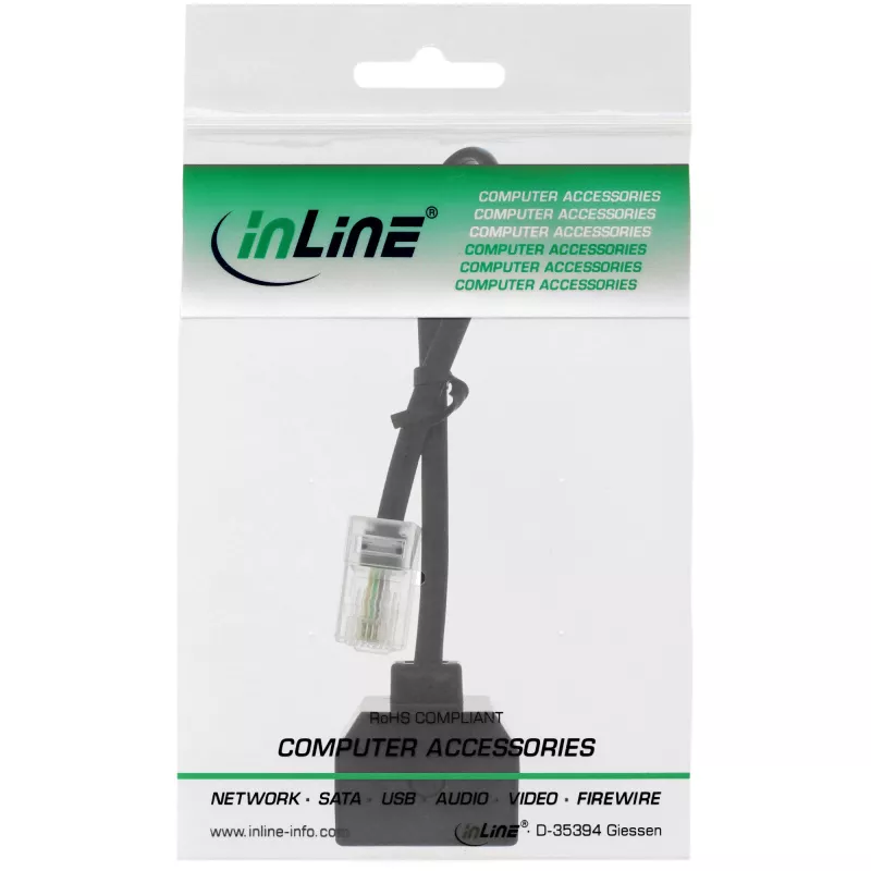 Splitter ISDN InLine 1x RJ45 M / 2x RJ45 F, 8P4C senza resistenze