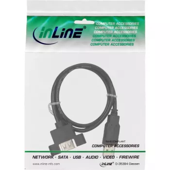 InLine Cavo USB 2.0 A maschio a A femmina per staffa slot, 0,6 m, nero, confezione bulk da 120 pezzi
