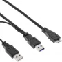 Cavo Y InLine USB 3.2 Gen.1 2x connettore Type-A / connettore Micro-B, nero, 1,5m